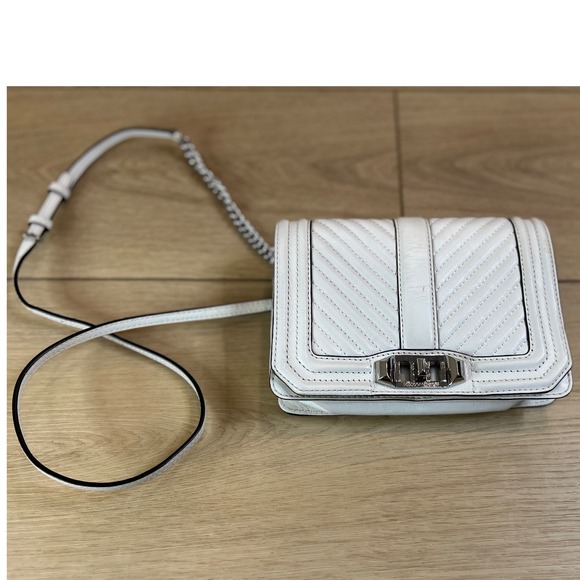Rebecca Minkoff Handbags - Rebecca Minkoff Love Crossbody‎ Bag White Chevron Leather Silver Hardware
